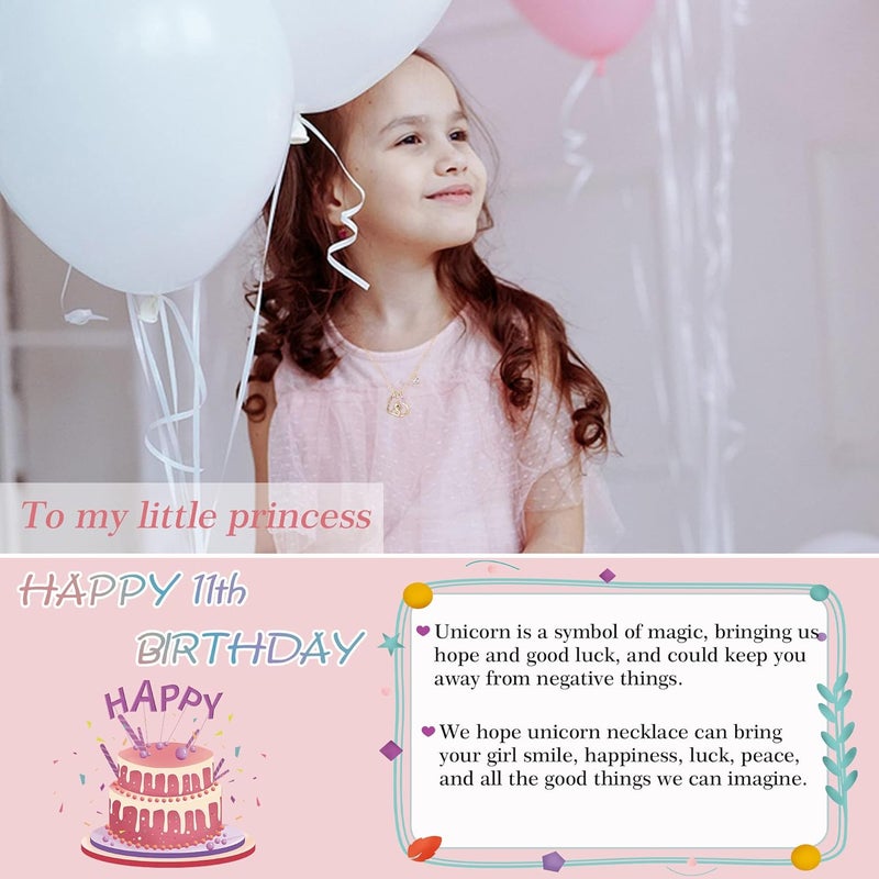 Hidepoo Birthday Unicorns Gifts for Girls - Unicorn Necklace Birthday Gift for 3-16 Year Old Girl Colorful CZ Heart Pendant Unicorn Necklace for Girls Gifts Jewelry - Image 2